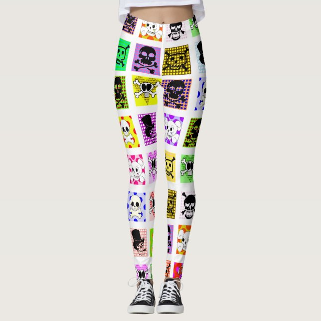 Leggings Dessin crâne Pois Jour des morts Art Legg (Devant)