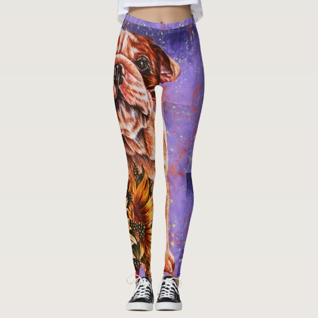 Leggings Dessin d'art de bouledogue et de chien de (Devant)
