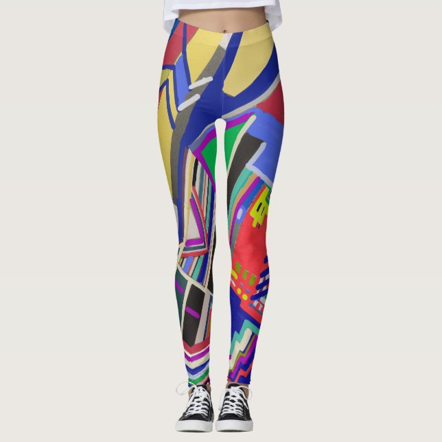 Leggings Dessin de collage multicolore (Devant)