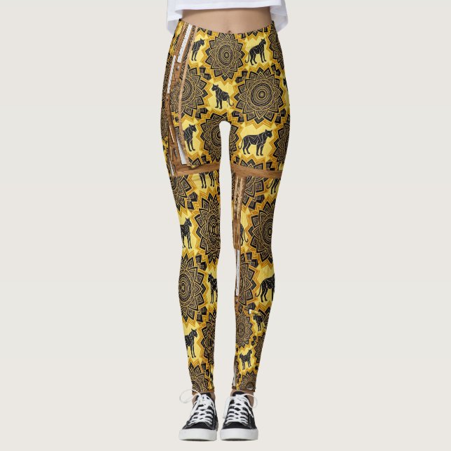 Leggings Dessin de léopard Fusion de motifs Art (Devant)