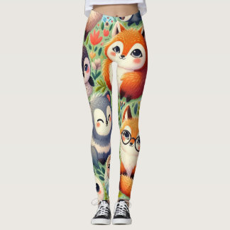 Leggings dessin humoristique de doodé, plaisir du motif ani