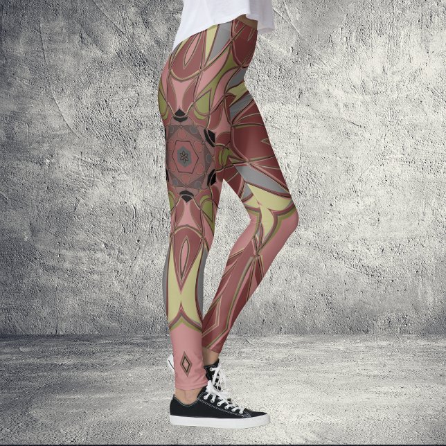 Leggings Dessin Mandala Flower rose et jaune (Créateur téléchargé)