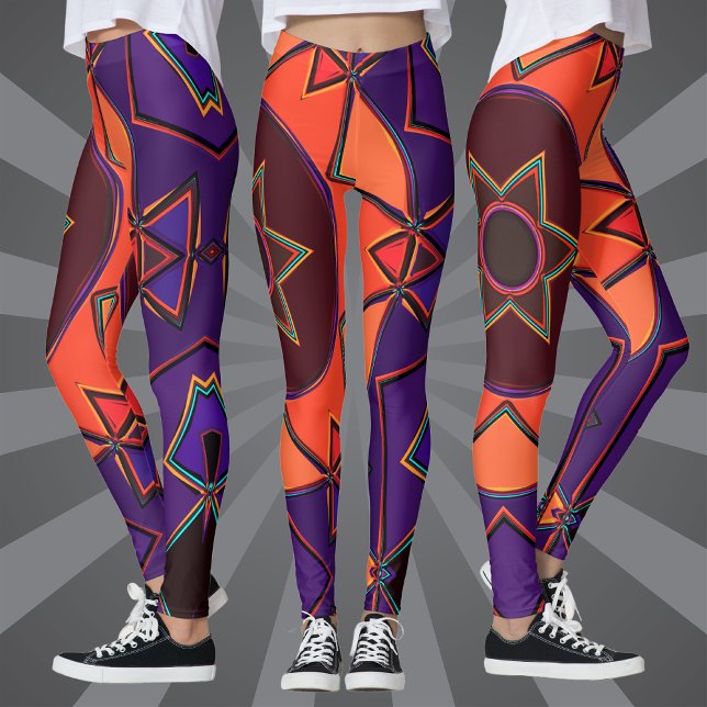 Leggings Dessin Mandala Purple et Orange (Créateur téléchargé)