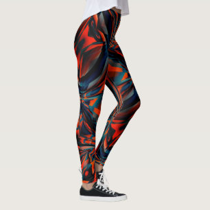 Leggings Dessin orange des carrés alignés sur une base tord