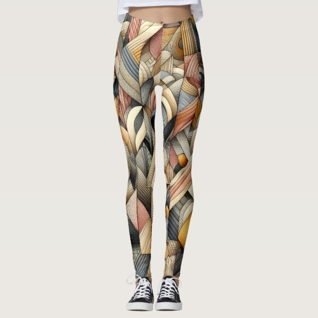 Leggings Dessin Pastel Design Abstrait (Devant)