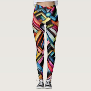 Leggings Dessin pastel Dimensional géométrique Abstrait