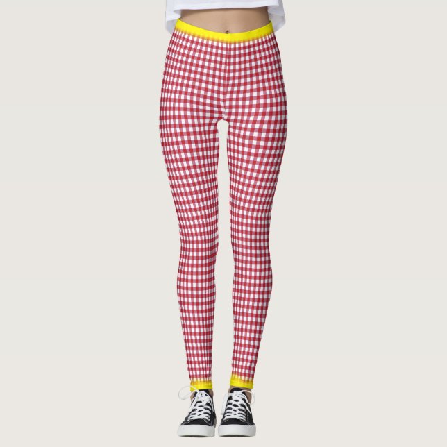Leggings Détail Gingham Happy en jaune (Devant)
