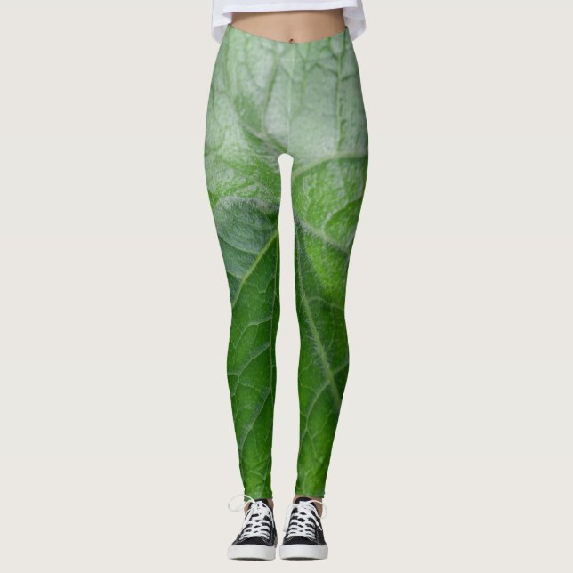 Leggings Détails de la feuille verte (Devant)