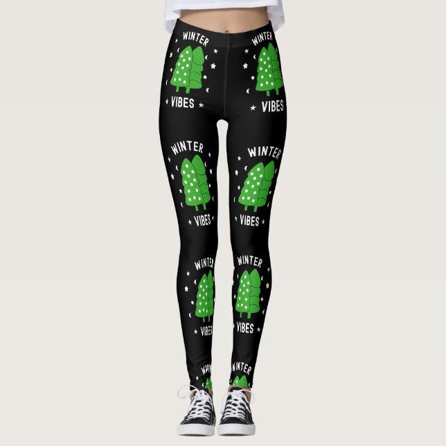Leggings Deux arbres Vibes hivernales (Devant)