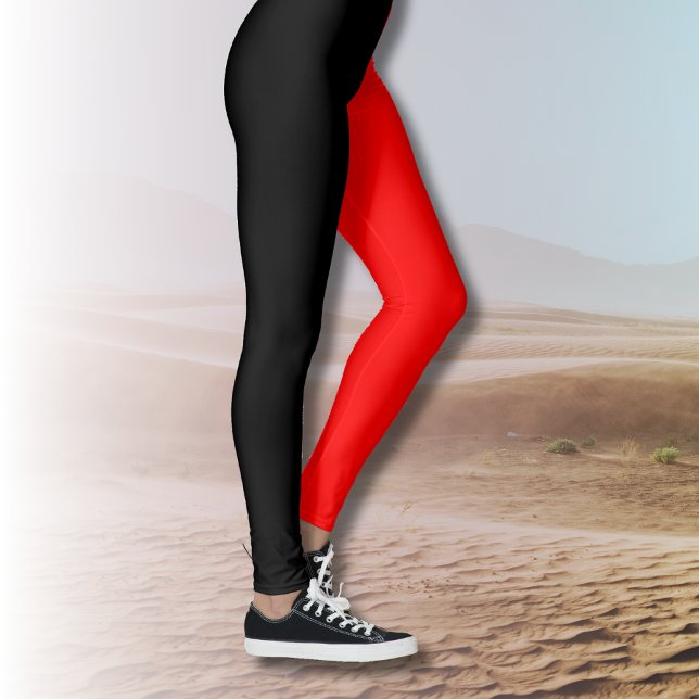 Leggings Deux couleurs tendance | Noir et rouge (Créateur téléchargé)