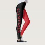 Leggings Deux couleurs tendance | Nom | Moteur de tir noir<br><div class="desc">Deux couleurs tendance | Nom personnalisé | Légendes rouges du moteur noir et feu</div>