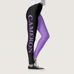 Leggings Deux couleurs tendance | Nom | Noir et Améthyste<br><div class="desc">Deux couleurs tendance | Nom personnalisé | Leggings noirs et d'améthyste</div>