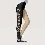 Leggings Deux couleurs tendance | Nom | Noir et Tan<br><div class="desc">Deux couleurs tendance | Nom personnalisé | Leggings noirs et tans</div>