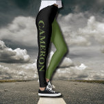 Leggings Deux couleurs tendance | Nom | Vert noir et olive<br><div class="desc">Deux couleurs tendance | Nom personnalisé | Légendes vertes noires et olives</div>