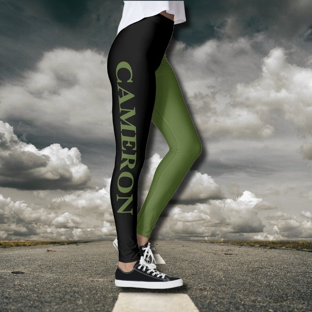 Leggings Deux couleurs tendance | Nom | Vert noir et olive (Créateur téléchargé)
