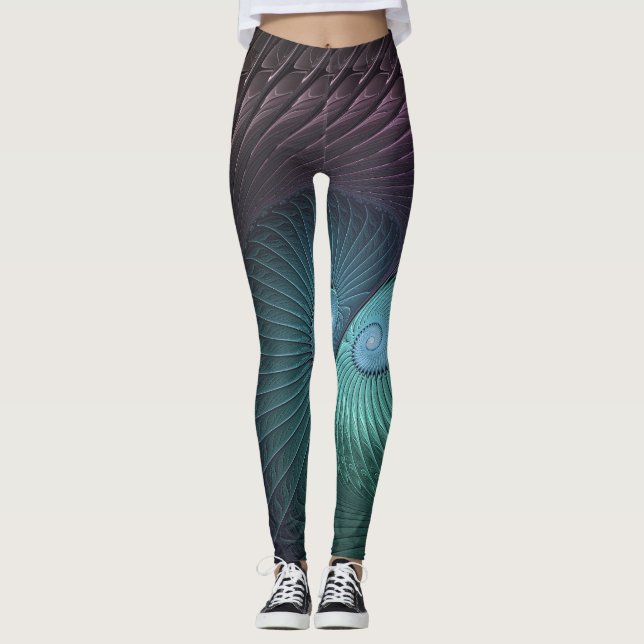 Leggings Deux spirales colorées Art Abstrait Fractal modern (Devant)