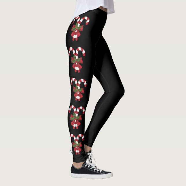 Leggings Deux Sucres de canne Festifs Rouge Et Blanc Sur No (Droite)