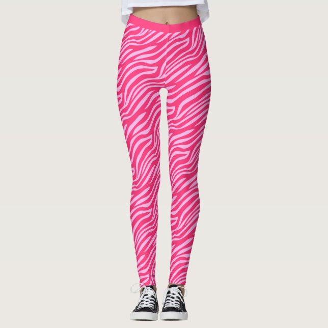 Leggings Deux Tigre Rose Tiger Tige Motif Gym (Devant)