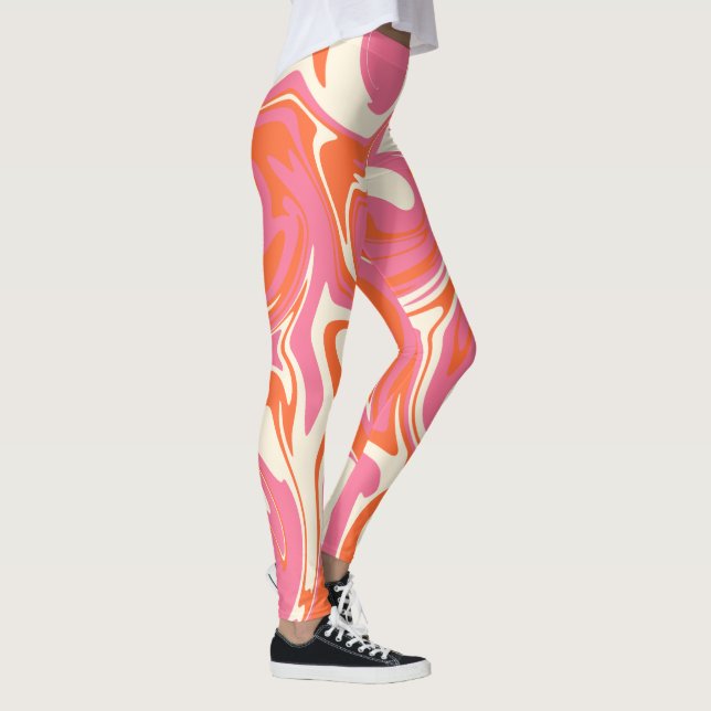 Leggings Déversement - rose, orange et crème (Droite)