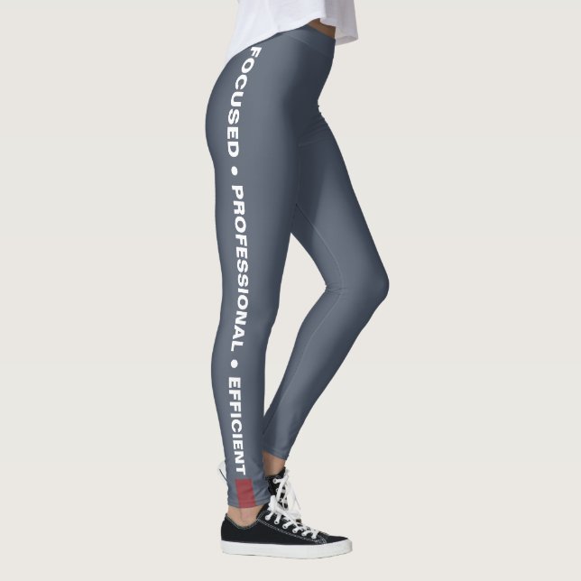 Leggings Devise de société personnalisée Blanc sur Gris - A (Droite)