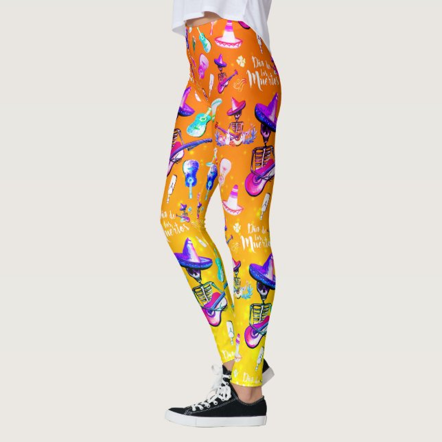 Leggings Dia De Los Muertos - Squelette Jouer une guitare (Gauche)