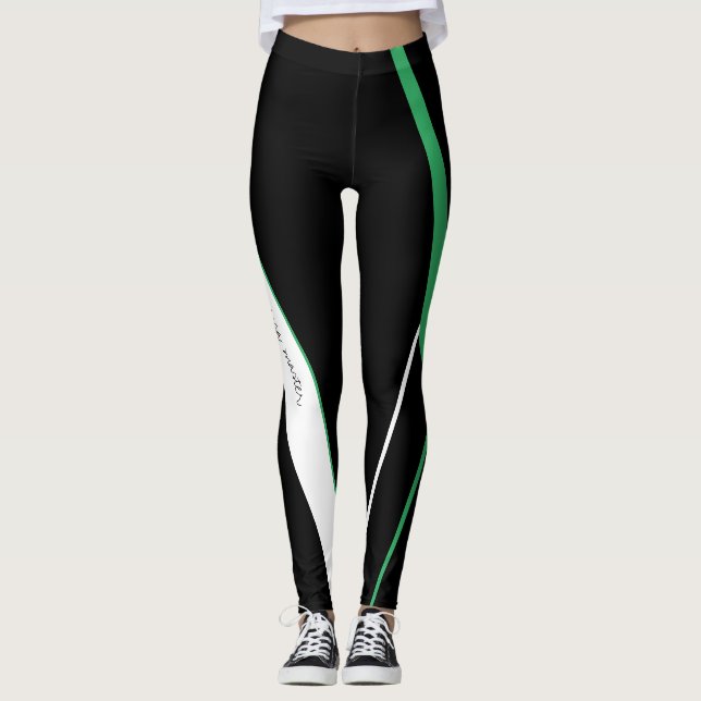 Leggings Diagonal Grilles Monogramme Noir et Blanc (Devant)