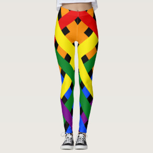 Leggings Diagonale Arc-en-ciel coloré en bandes de croix-de