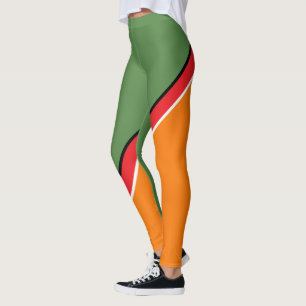 Leggings Diagonale orange, verte et rouge
