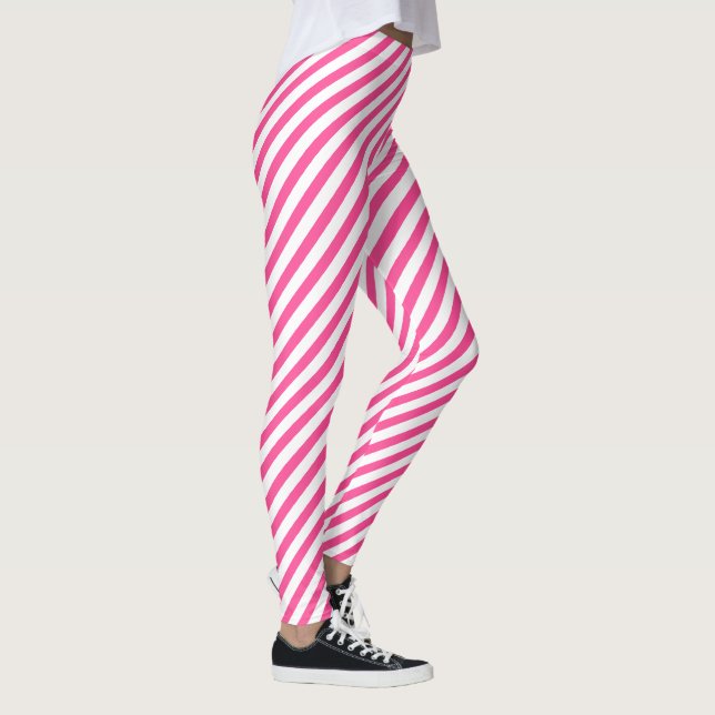 Leggings Diagonale rose chaud amusant (Droite)