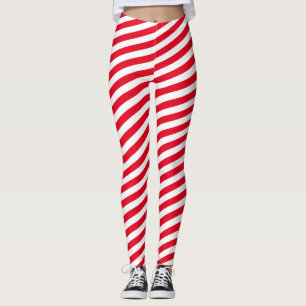 Leggings Diagonale rouge et blanche Tourbillonnant rayures