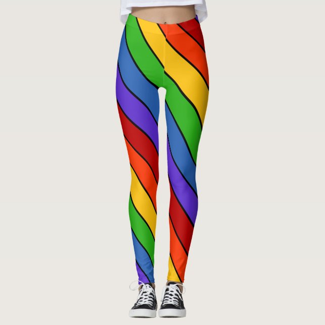 Leggings Diagonale striée arc-en-ciel (Devant)
