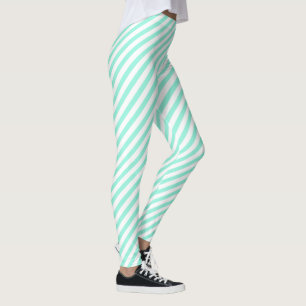 Leggings Diagonale verte turquoise d'amusement barrée