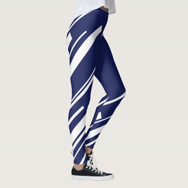 Leggings Diagonales - Bleu et Blanc (Droite)