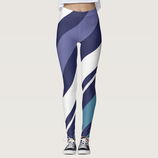 Leggings diagonaux à bandes modernes (Devant)