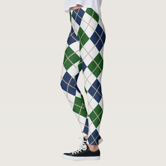 Leggings Diamant à la mode de vert bleu de harlequin à (Gauche)