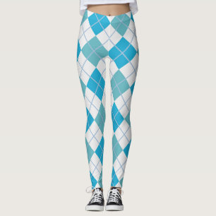 Leggings Diamant blanc bleu à la mode de harlequin à moti