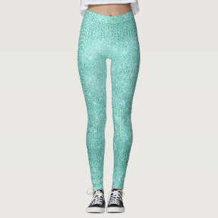 Leggings Diamant métallique d'océan d'Aqua bleu de plage