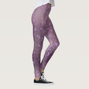 Leggings Diamant métallique d'or pourpre de prune