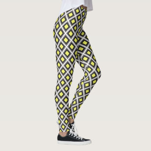 Leggings Diamants d'ikat gris foncé, noir, jaune par STaylo