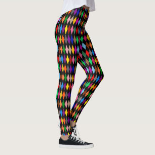 Leggings Diamants Harlequin Colorés Design Noir