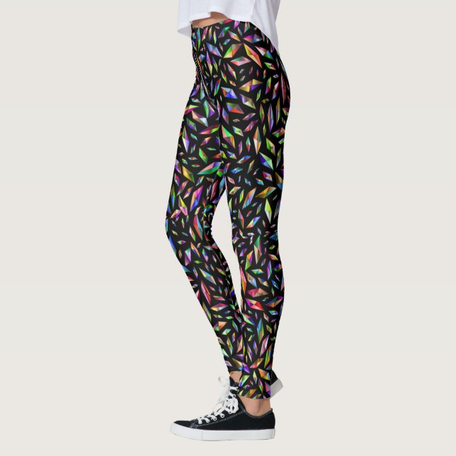 Leggings Diamants multicolores sur fond noir (Gauche)