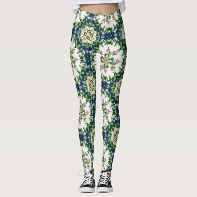 Leggings Diamond Floral Mandalas Seamless Pattern (Devant)