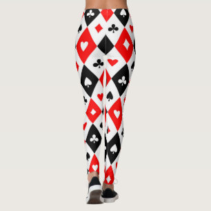 Leggings Diamonds Coeurs Pique Clubs Jouer Cartes Motif