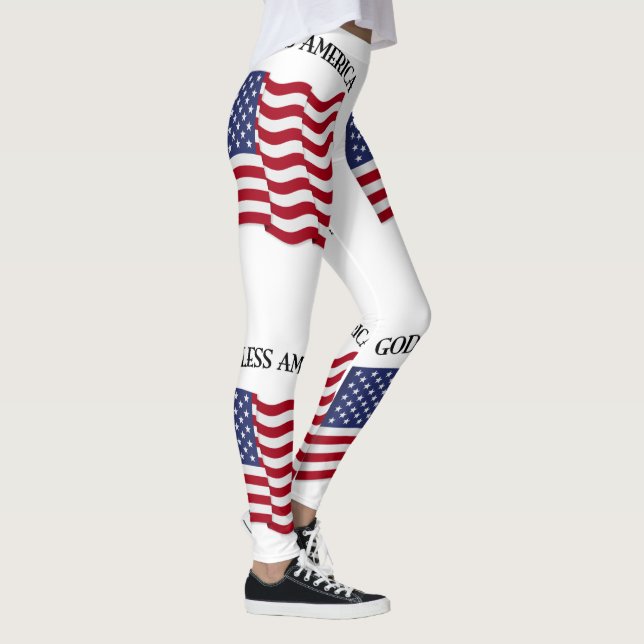 Leggings Dieu bénisse l'Amérique avec le drapeau (Droite)