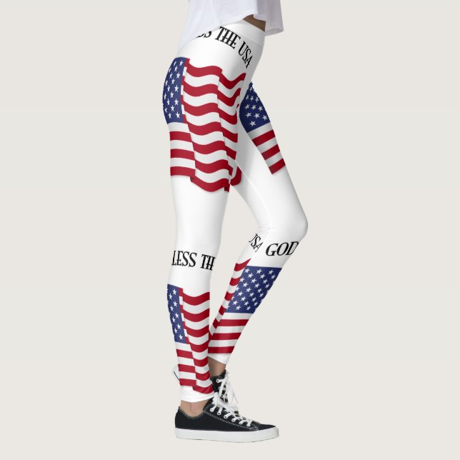 Leggings Dieu bénisse les États-Unis avec drapeau (Droite)