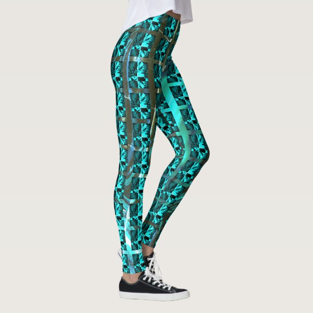 Leggings Différents bleu clair, différents rayés verticaux (Droite)
