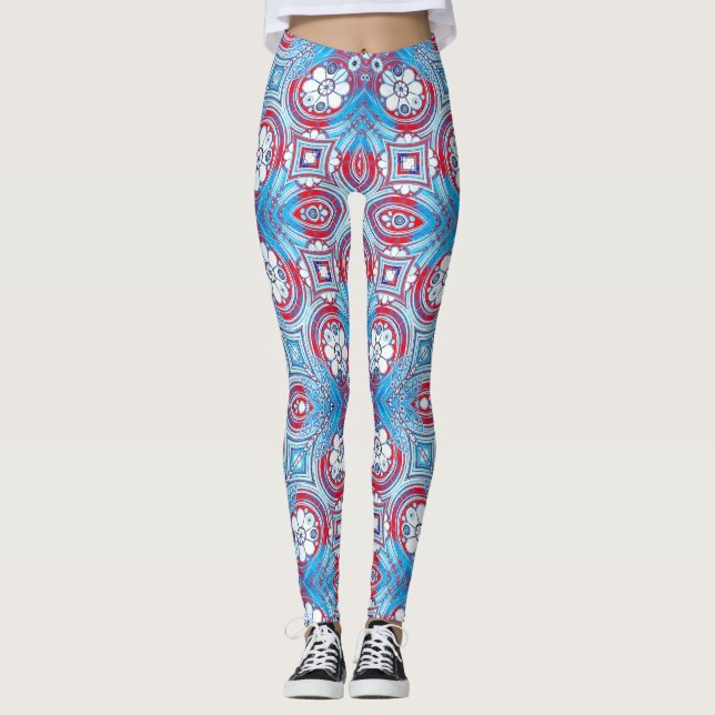 Leggings Digital Floral Graphisme Girly Art moderne (Devant)
