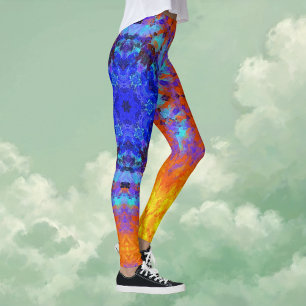 Leggings Digital Mandala bleu orange et jaune