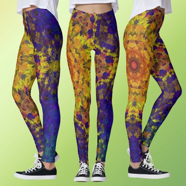 Leggings Digital Mandala jaune bleu et violet (Créateur téléchargé)