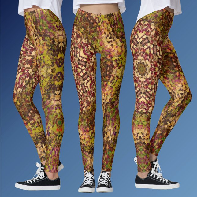 Leggings Digital Mandala jaune rouge et violet (Créateur téléchargé)